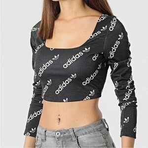 Adidas cropped metallic square neck top. Worn once.‎ Retail 78